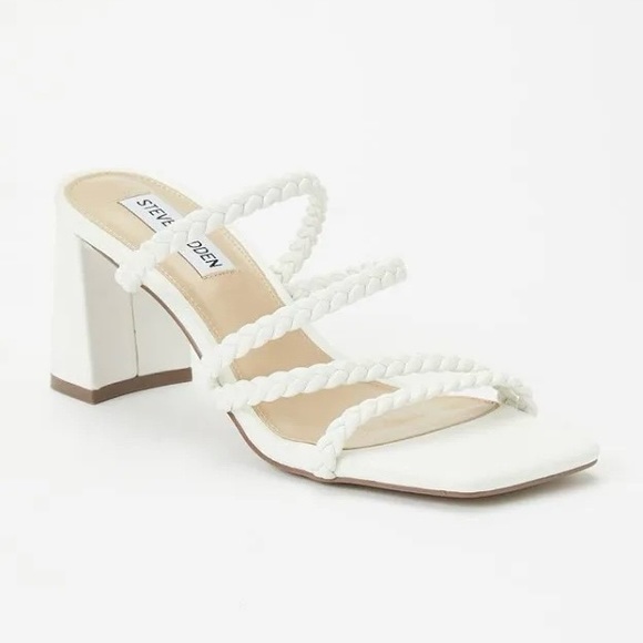 Steve Madden Shoes - HP⭐️ Steve Madden Dion Strappy Braided Square Toe Sandal Block Heel White sz 10